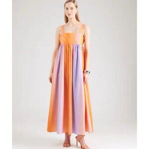 FRNCH Elegant Orange Maxi Dress Alyssa Sunset Women’s XS Orange Purple Umpire